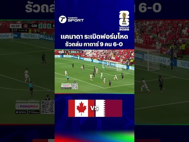 ทีมชาติแคนาดา ระเบิดฟอร์มโหด !!! เอาชนะ ทีมชาติกาตาร์ ที่เหลือ 9 คน ไป 6-0